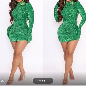 Glamorous Emerald Long Sleeve Dress